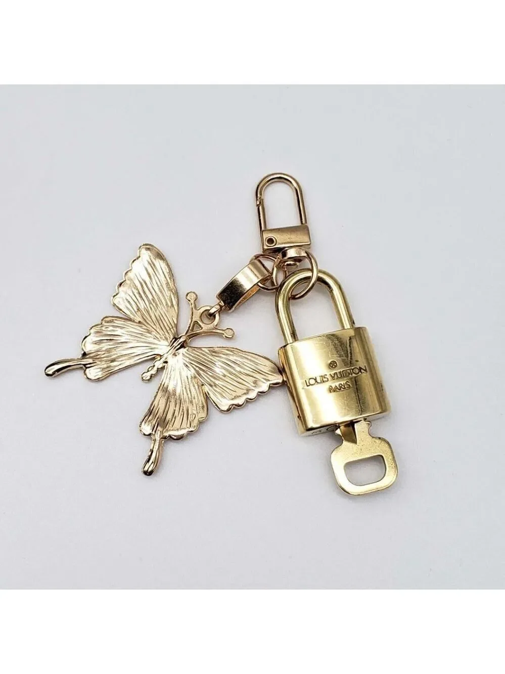 LV Gold Padlock & Key 🔒 Authentic Louis Vuitton Bag Unbranded Butterfly Charm